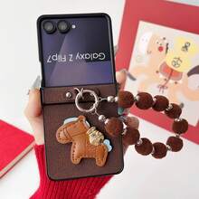 1pc Pony Pattern Protective Foldable Phone Case With Lanyard, Thin, Lightweight, Shock-Resistant, Popular, Compatible With Samsung Galaxy Z Flip 7, Galaxy Z Flip 6, Galaxy Z Flip 5, Galaxy Z Flip 7 FE - Multicolor - View 24