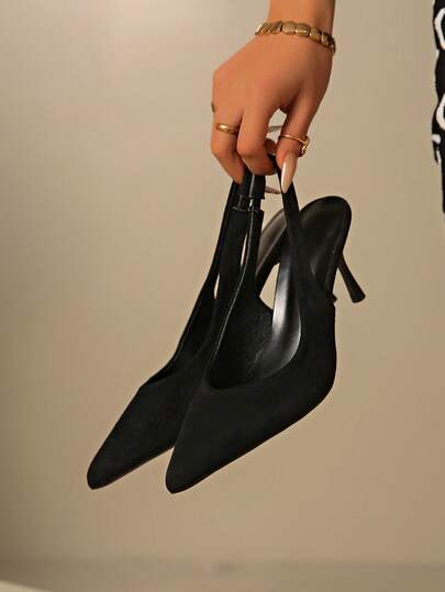 French Classic Elegant Bowknot Strap Sandals, Pointed Toe High Heels, Versatile Slip-On Sandals For Spring/Summer, Suitable For Commuting And Dresses