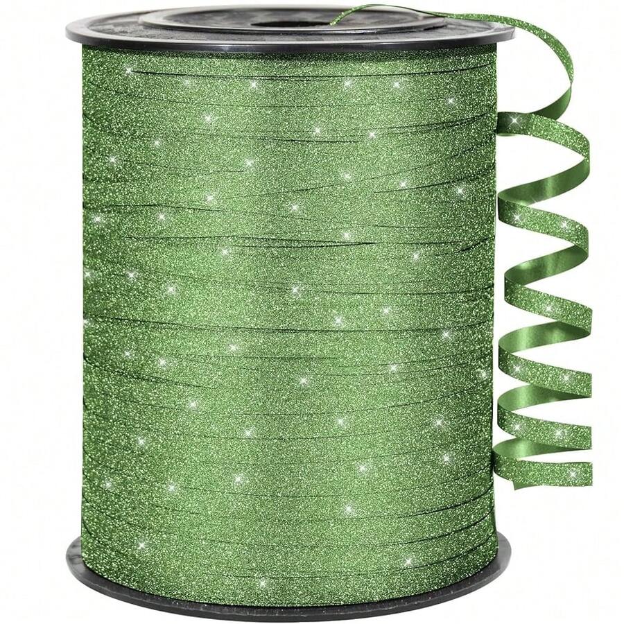 500 Yards Sparkle Green Curling Ribbon For Gift Wrapping, 1/5 Inch Wide Balloon Ribbon String For Florist Flower, Crafts, Wreaths, Bows MaFKing, Birthday Party, Wedding - ShinyGreen - View 1