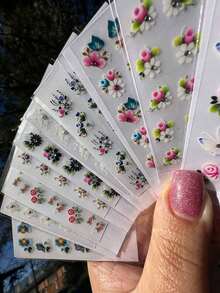 100 ADESIVOS COM APLICAÇAO DE PEDRINHAS PARA UNHAS MOD 10 - Multicolorido - Visão 2