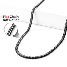 Black Flat Box Chains For Men, 2.5/3/4/4.5/5mm Stainless Steel Chain Necklace, Necklaces For Men And Women 16-28 Inches - 黑色4.5毫米 - 查看 7