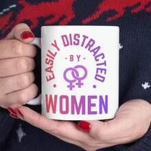 Taza De Cerámica Sáfica WLW Para Mujeres Lesbianas, Bisexuales Y Queer / Que Se Distraen Fácilmente Con Mujeres,,1pc, 11oz Ceramic Coffee Mug With - Insulated, Hand Wash Only - The Perfect Gift For Coffee Lovers, Men And Women - 白色2 - 查看 6