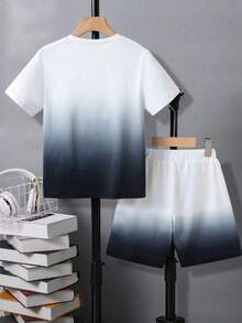 Bộ đồ thường ngày cho bé trai tuổi teen gồm áo thun ngắn tay in hình mặt cười và quần short - trắng - Xem 3