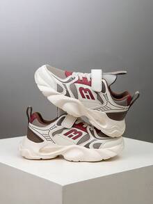 1双儿童撞色舒适多功能轻便户外运动鞋，时尚休闲跑步鞋，男女童均适用 - 卡其色 - 查看 7