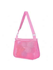 Sac de plage en maille, sac de collection de coquillages avec fermeture éclair et bandoulière réglable, sac fourre-tout de plage mignon, parfait pour collecter des coquillages, des jouets de plage et des accessoires de natation, sac de rangement pour jouets, indispensable pour les croisières et le camping, cadeau pour les garçons et les filles (sac uniquement, sans jouets inclus), sac de plage, kawaii - Multicolore - Voir 20