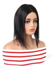 12英寸自然黑色手工编织区域3.25*5英寸混合式假发片，适合头发稀疏的女性，夹式假发片接发 - SNatural - 查看 2