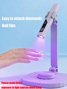 便携式UV美甲灯，可充电美甲烘干机带支架，手持迷你美甲固化灯，沙龙专业UV/LED美甲凝胶灯 - 彩色 - 查看 1