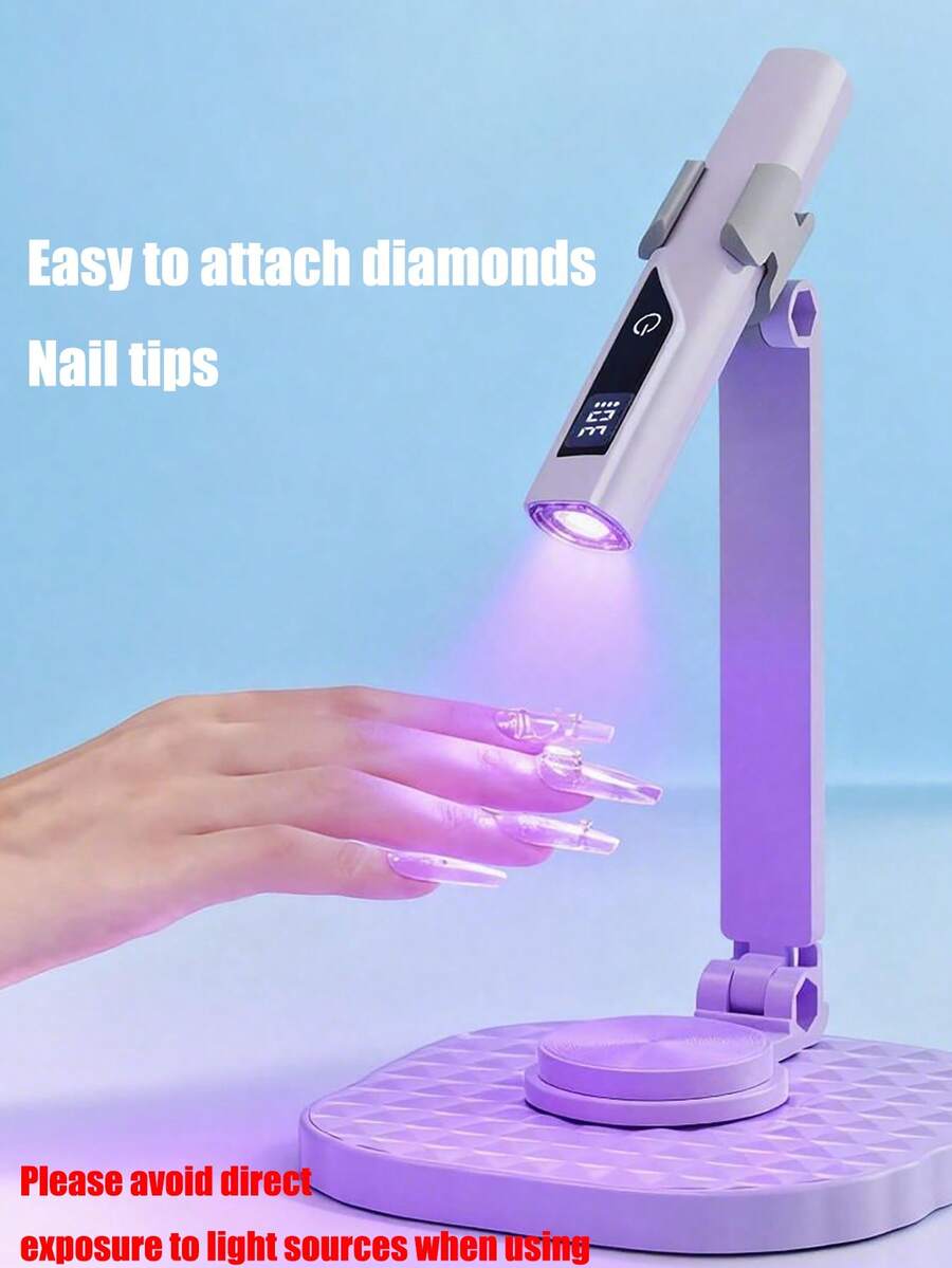 便携式UV美甲灯，可充电美甲烘干机带支架，手持迷你美甲固化灯，沙龙专业UV/LED美甲凝胶灯 - 彩色 - 查看 1