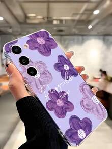 1 chiếc ốp lưng điện thoại trong suốt mềm mại, họa tiết hoa màu tím thời trang, tương thích với dòng 17, Honor, Redmi, Galaxy A04e/12/A13/A14/A34/A50/A52/A53/A54/S21/S22/S23/S24/S25/S25Ultra, 6A/7A/8A, 12T/13T - Trong sáng - Xem 6