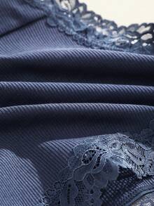 7pcs Solid Color Cotton Lace Patchwork Ribbed Sexy Romantic Comfortable Low Waist Women's Triangle Panties - Multicolor - View 4