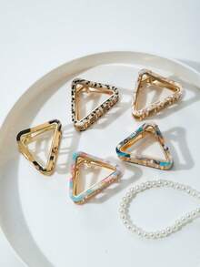 1pc Bag Hollow Triangle Acetate Alloy Hair Claw Clip, Suitable For Daily Wear - Multicolor - View 1