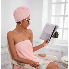 Moon Back Toalla de Microfibra para Cabello 3 Pack u2013 Turbante de Secado Rpido con Botn, Gorro Suave y Absorbente para Mujeres, para Bao, Spa, Viajes o Gimnasio Rosa, Azul, Morado - Rosa, Azul, Morado + 3 - Ver 5