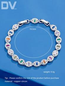 DV JEWELRY 1件装奢华女士手链，镶嵌人造锆石、彩色宝石，镀白金，优雅饰品，适合约会、婚礼、派对、周年纪念等场合佩戴。 - 銀色 - 查看 6