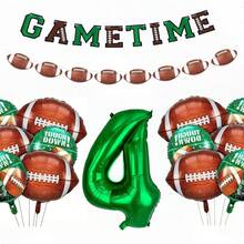 32" Green Number Foil Balloons, Football Pennant Flags, Football Shaped Balloons, Birthday Party Decorations - Green - View 13