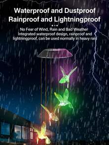 1 Peça Sonhadora Borboleta Colorida e Pássaro Solar Móbile de Vento - Versão de Iluminação Gradiente - Luzes de Decoração de Atmosfera Externa, Adequada para Quintal e Varanda - Não é apenas um item decorativo, mas também uma fonte de iluminação para iluminar o espaço noturno, um acessório prático para realçar a atmosfera externa. - 1 unidade - Visão 8