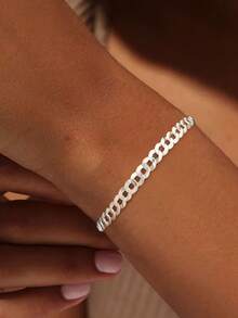 1pc Simple 4mm Car Flower Side Chain Bracelet S925 Sterling Silver Exquisite Casual Women Jewelry Gift Birthday Gift Party Gift New Year's Gift Valentine's Day Gift