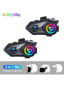 1/2pcs P30 Pro Motorcycle Helmet Bluetooth Headset Intercom Dual 500m Music Sharing Waterproof Stereo FM Radio Hands-Free Calling