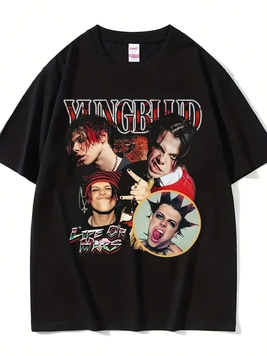 Men's & Women's Yungblud Logo Graphic T-Shirt 2026 New - 100% Cotton Iconic Yungblud Print Tee, Unisex Casual Round Neck Short Sleeve Shirt For Concerts, Festivals & Year-Round Wear (Iconic Yungblud Logo Design) - RONGCD Branding Style, PLUS SIZE - Black - View 1