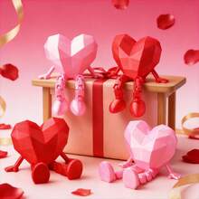 3D Printed Heart-Shaped Articulated Figurine Doll, Creative Craft Gift For Valentine's Day Wedding