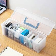1pc Transparent Large Capacity Hardware Tool Box, Outdoor Portable Equipment Tool Case, Stackable Dustproof Plastic Storage Container With Handle & Lid, Easy-To-Carry Multifunctional Tool Storage Organizer Box - Multicolor - View 3