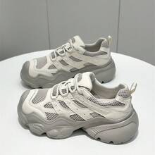 Zapatos de plataforma para mujeres 2025 primavera y otoño nuevo estilo urbano zapatos deportivos para estudiantes que aumentan la altura zapatos casuales de senderismo - Blanco - Ver 5