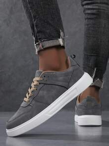 Men's Sports Shoes, Men's Casual Shoes, Fashionable And Personalized Street Student Handsome Shoes, Lace Up Men's Shoes, Men's Board Shoes - Dark Grey - View 4
