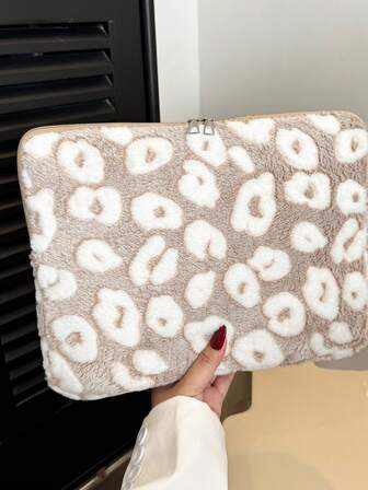 1 st enfärgad minimalistisk lyxig laptop-/surfplattaväska i flera storlekar, 11"/13"/15" laptopväska, leopardmönstrad sammetsväska för unisex surfplatta