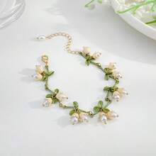 Lily Of The Valley Necklace Fashion Forest Style Inlaid Pearl Drop Glaze Flower Collarbone Chain Sweet Choker This Multi-Color Designed Lightweight Jewelry Is An Ideal Gift For Valentine's Day And Mother's Day, And Also A Perfect Accessory For Daily Wear. - 手鍊A-239 - 查看 10