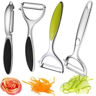 1个不锈钢削皮器 - 多功能厨房工具，适用于水果和蔬菜，耐用的人体工学手柄，适合家庭和商业厨房，厨房削皮器 | 现代厨房用品 | 不锈钢削皮器