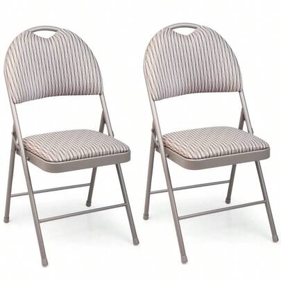 Premium Quality Metal Folding Chair High Back Fabric Foldable Padded Seat Home Office Chairs