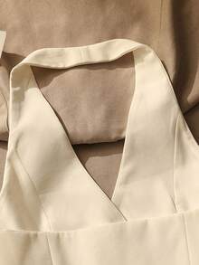 1 Piece Apricot Halter Neck Front Open Camisole, Sexy Chic Layering Cropped Tank For Women, Perfect For Party, Vacation And Date Night - 杏色 - 查看 5