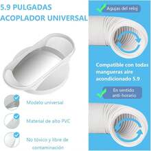 Kit de aire acondicionado portátil de fácil instalación para puertas/ventanas correderas, adaptador de 15 cm + manguera de extracción de 150 cm, 6 paneles, Material PVC - Blanco - Ver 6