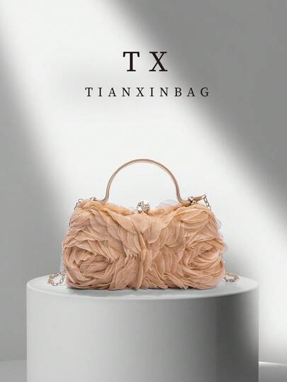 Floral Pattern Rose Handbag, Floral Bag, Suitable For Wedding Party, Graduation Dance, Women's Graduation Dance Dress, Graduation Dance Accessories, Wedding Supplies, Elegant Women's Handbag (Random Pattern) - Perfect Choice For Party Girls, Ladies, Brides - Suitable For Parties, Weddings, Graduation Dances, Formal Dinners/Banquets, Perfectly Matched With Wedding Dresses, Women's Formal Dresses, Graduation Dance Dresses, Birthday Dresses.