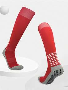 1 Pair Children's Anti-Slip Professional Football Socks, Thick Terry Lining Knee-High Sports Socks, Polyester Knit Fabric, Back To School, First Day Of School - Multicolor - View 20