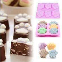 Jumbo Puppy 6 Cavity And Bone Molds, Non - Stick Silicone Dog Treats Molds, Silicone Mold Chocolate, Candy, Cube, Dog Treats Set Of 4PCS - 粉紅色,紫色,紅色 - 查看 3