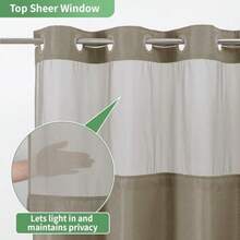 Cortina de ducha  larga sin gancho con forro de tela a presión cortinas de ducha de tela texturizada para baño cortina de ducha moderna estilo hotel repelente al agua y lavable 71 x - 180,3An x 218,4Al cm (1 Panel) + Caqui - Ver 3