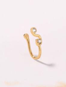 Nooxian 1 pieza Aro de nariz geométrico dorado con micro-incrustaciones de circonita, pendiente/clip de nariz asimétrico de circonita para mujeres - Amarillo Oro - Ver 5