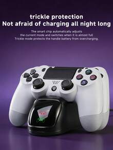 2.5 小时快速充电底座，带保护芯片和 LED 指示灯，兼容 PlayStation 4 充电适配器 - 黑色 - 查看 3