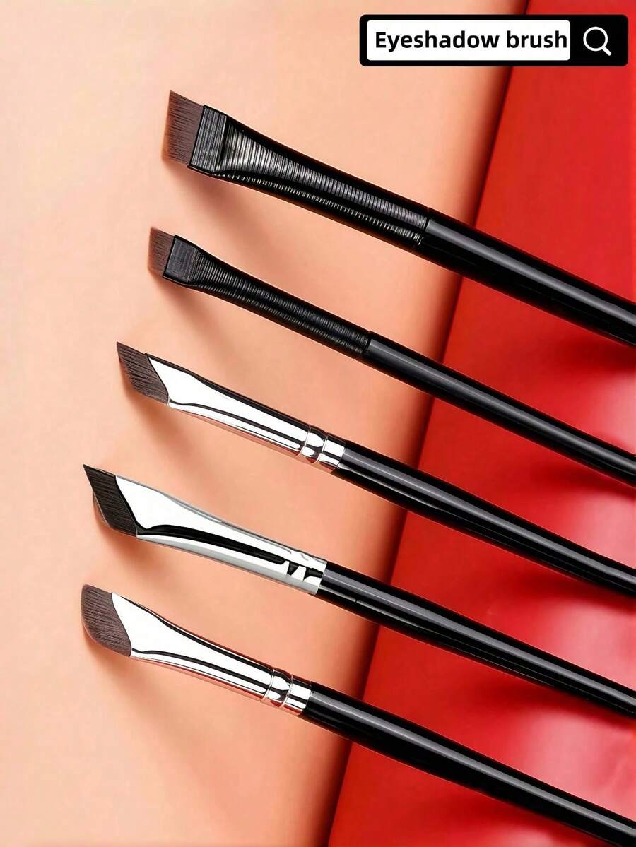 5/7 Pcs Precise Eye Makeup Brush Set | Curved & Angled Eyeliner Brushes, Double-Ended Brow Brush - Soft Synthetic Bristles, Suitable For Sensitive/Dry Skin (Professional Grade), Makeup Brush Set, Makeup Brush Set, Complete Makeup Tools, Makeup Brush Set, Complete Makeup Tools, Makeup Brush Set, Makeup Brush Set, Makeup Gift Set - Black - View 1