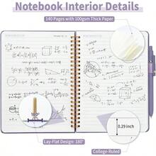 A5 Lined Notebook With Pen Holder, 140 Pages Hardcover Journal Women, To Do List Planner Work, Bible Study Meetings A5, Purple, No Pen - A5,紫色(無筆) - 查看 5