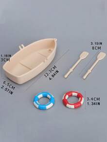 7pcs Realistic Mini Boat Fishing Rod Life Buoy Decor For Aquarium Landscape, Teenage Creative Toy, 1:12 DIY Miniature Accessories For Fish Tank, Random Color - Multicolor - View 4