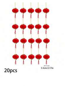 30pcs Mini Red Plush Lanterns, Auspicious Meaning, Accented With Gold, Suitable For Weddings, Chinese New Year And New Year Celebrations, Outdoor Lantern Decor - Multicolor - View 16