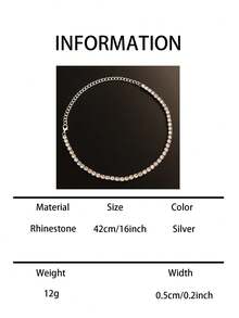 1pc Women's Rhinestone Embellished Necklace, Formal Occasion Necklace - 16 Inch Silver - View 6