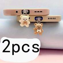 2pcs/Set Couple Series Cartoon Bear Love Story Mobile Phone Dust Plug Decoration - White - View 9