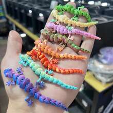 Random Color 6/12/24pcs Flexible Joint Mini 3D Printed Gecko Desktop Decoration, Colorful Animal Model, Random Gradient Small Gecko, Suitable For Collection, Party Decor, Party Favors, Valentine's Day Gift - Multicolor - View 1
