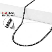 Fiusem Black Flat Box Chains For Men, 3/5mm Stainless Steel Chain Necklace, Necklaces For Men And Women 16-28 Inches - 黑色3MM - 查看 7