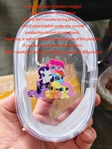 1pc My Little Pony Pink Pony Cute Mini Digital Storage Bag - Transparent Zipper Pouch With Keychain, Can Hold Earphones/Chargers, Portable Travel Accessory - Multicolor - View 3