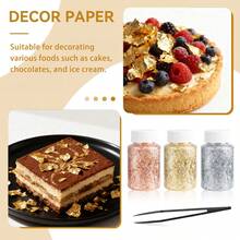 24K食用金箔，金箔片，适用于蛋糕装饰、牛排装饰、烹饪、饮品、食品、甜点等。 - 彩色 - 查看 3