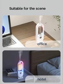 自动香薰精油扩散器 - 静音、可充电、桌面/壁挂式、氛围灯、5种可调节模式、6种香型选择：白桃乌龙、椰子、海洋、蓝铃花、柠檬、檀香 - 适用于家庭、酒店、办公室、浴室 - 白色 - 查看 3