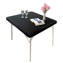Cocktail Fitted Spandex Stretch Square Table Covers Caps Elastic Square Tablecloth Black Table Topper 34x34 Inch,34inchx34inch(Square),Black - Black - View 1